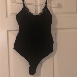 Black lace tank bodysuit